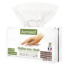 Chiffons non-tissé Bernard coloris blanc, la boîte de 100 formats Chiffons non-tissé Bernard coloris blanc, la boîte de 100 formats