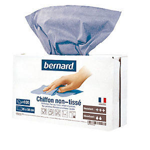 Chiffons non-tissé Bernard coloris bleu, la boîte de 100 formats Chiffons non-tissé Bernard coloris bleu, la boîte de 100 formats