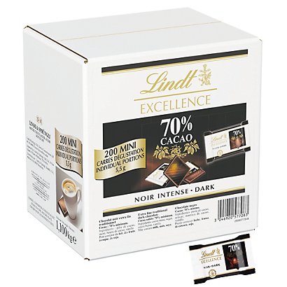 Chocolats noirs Excellence Lindt, paquet de 200 mini - Chocolat