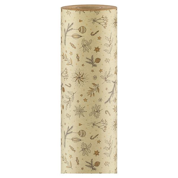 Christmas Holly grass fibre Kraft gift wrapping paper