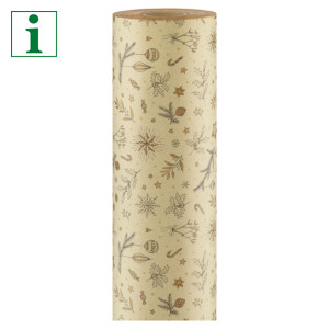 Christmas Holly grass fibre Kraft gift wrapping paper