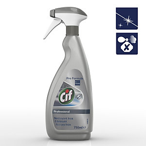 Cif Detergente Professionale per acciaio inox e vetrine alimentari, Liquido, Blu, Flacone spray 750 ml