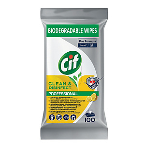 CIF Lingettes nettoyantes désinfectantes Cif citron, paquet de 100
