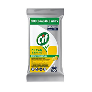 CIF Pro Formula Salviette detergenti e igienizzanti Clean & Shine Professional, Limone (confezione 100 pezzi)