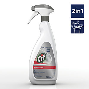 Cif Professional 2 in 1 Detergente per il bagno, Liquido, Flacone spray, Rosso, 750 ml