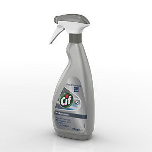 Cif Professional Limpiador spray para acero inoxidable y cristal, sin aroma, líquido azul, 750 ml