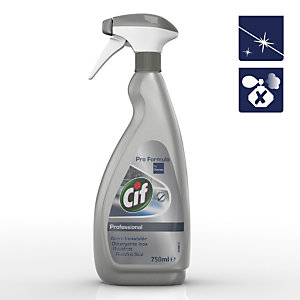 Cif Professional Limpiador spray para acero inoxidable y cristal, sin aroma, líquido azul, 750 ml