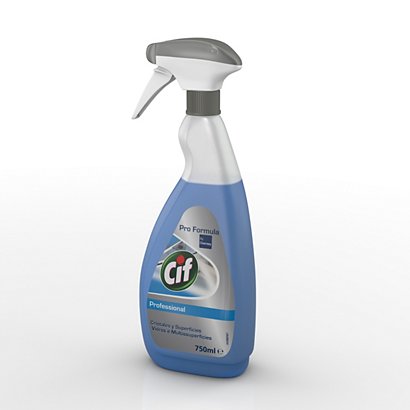 Cif Professional Limpiador spray para cristales y superficies, fragancia fresca, líquido azul, 750 ml - 1
