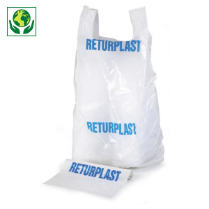Säck för returplast i 50my plast som rymmer 240 liter