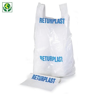 Säck för returplast i 50my plast som rymmer 240 liter
