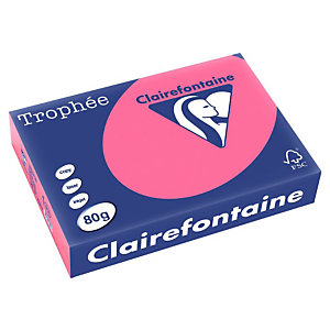 CLAIREFONTAINE 5 ramettes Trophée Papier Couleur pour Jet d'encre et Laser A4 Rose Fuchsia 80 g/m² 500 Feuilles