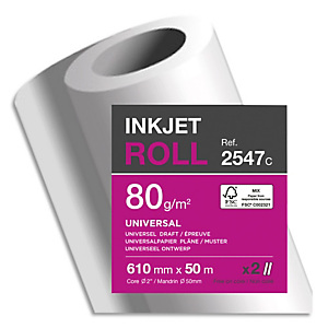 CLAIREFONTAINE Bobine papier Blanc CIE170 Universel 80g pour traceur 0,610mmx50m. Impression Jet d'encre CLAIREFONTAINE Bobine papier Blanc CIE170 Universel 80g pour traceur 0,610mmx50m. Impression Jet d'encre