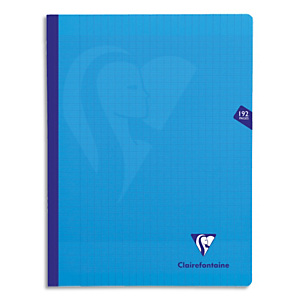 CLAIREFONTAINE Cahier Mimesys brochure cousue 192 pages Seyès 24x32. Couverture polypropylène Bleue