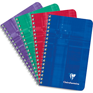 CLAIREFONTAINE Carnet spirale METRIC 100 pages 14,8x21cm 5x5. Couverture carte. Coloris assortis