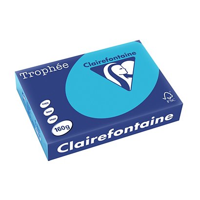 Clairefontaine Carta colorata A4 per Fotocopiatrici, Stampanti Laser e Inkjet, 160 g/m², Blu scuro intenso (risma 250 fogli)
