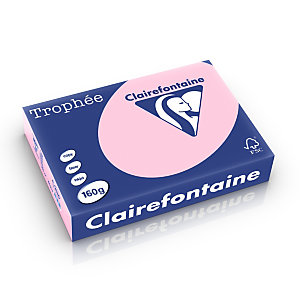 Clairefontaine Carta colorata A4 per Fotocopiatrici, Stampanti Laser e Inkjet, 160 g/m², Rosa pastello (risma 250 fogli)