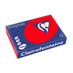 Clairefontaine Carta colorata A4 per Fotocopiatrici, Stampanti Laser e Inkjet, 160 g/m², Rosso intenso (risma 250 fogli)