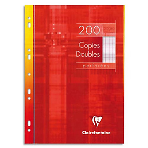 CLAIREFONTAINE Copies doubles perforées Blanche 21x29,7cm 200 pages grands carreaux Seyès 90g étui carton CLAIREFONTAINE Copies doubles perforées Blanche 21x29,7cm 200 pages grands carreaux Seyès 90g étui carton