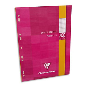CLAIREFONTAINE Copies doubles perforées Blanche 21x29,7cm 200pages petits carreaux 90g Sous étuis carton CLAIREFONTAINE Copies doubles perforées Blanche 21x29,7cm 200pages petits carreaux 90g Sous étuis carton