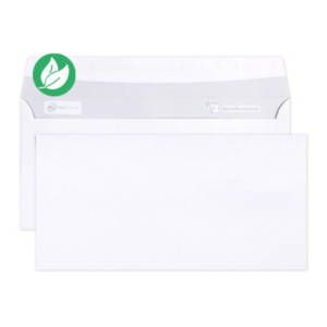 Clairefontaine Enveloppe blanche C5/6 114 x 229 mm 80g sans fenêtre - autocollante bande protectrice - Lot de 50