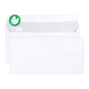 Clairefontaine Enveloppe blanche C5/6 114 x 229 mm 80g sans fenêtre - autocollante bande protectrice - Lot de 50 Clairefontaine Enveloppe blanche C5/6 114 x 229 mm 80g sans fenêtre - autocollante bande protectrice - Lot de 50