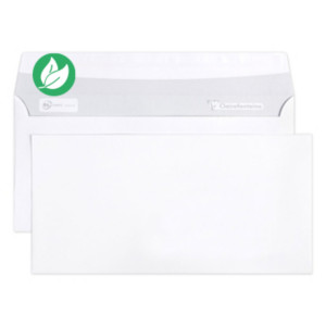 Clairefontaine Enveloppe blanche DL 110 x 220 mm 80g sans fenêtre - autocollante bande protectrice - Lot de 50