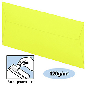 Clairefontaine Enveloppe couleur Jaune soleil DL 110 x 220 mm 120g fermeture bande auto-adhésive - Boîte de 20 Clairefontaine Enveloppe couleur Jaune soleil DL 110 x 220 mm 120g fermeture bande auto-adhésive - Boîte de 20