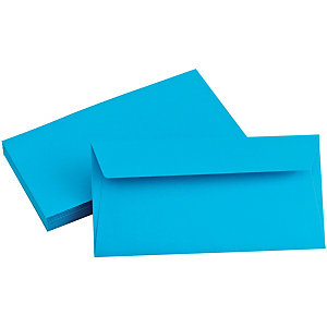 Clairefontaine Enveloppe couleur Pollen DL 110 x 220 mm Sans fenêtre 120 g/m² bande auto-adhésive -  Bleu turquoise