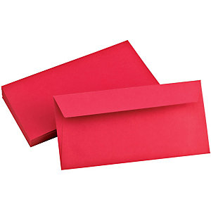 Clairefontaine Enveloppe couleur Pollen DL 110 x 220 mm Sans fenêtre 120 g/m² bande auto-adhésive -  Rouge  cerise