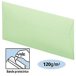 Clairefontaine Enveloppe couleur Pollen DL 110 x 220 mm Sans fenêtre 120 g/m² bande auto-adhésive - Vert pastel