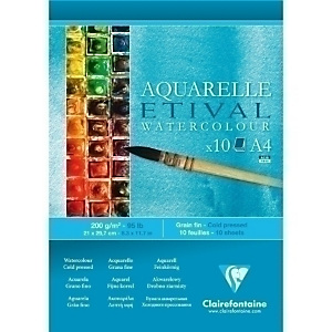 CLAIREFONTAINE Etival Bloc de dibujo, Acuarela, grano fino,A4 200g 10h CLAIREFONTAINE Etival Bloc de dibujo, Acuarela, grano fino,A4 200g 10h