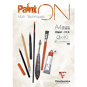 Clairefontaine Paint on Bloc de Dibujo, 40 hojas, 250 gr, A4 Clairefontaine Paint on Bloc de Dibujo, 40 hojas, 250 gr, A4