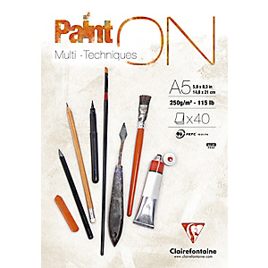Clairefontaine Paint on Bloc de Dibujo, 40 hojas, 250 gr, A5 Clairefontaine Paint on Bloc de Dibujo, 40 hojas, 250 gr, A5