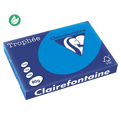 Clairefontaine Papier A3 couleur Trophée - 80g - Ramette de 500 feuilles - Bleu Turquoise - 1