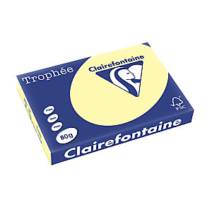 Clairefontaine Papier A3 couleur Trophée - 80g - Ramette de 500 feuilles - Jaune Canari
