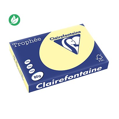 Clairefontaine Papier A3 couleur Trophée - 80g - Ramette de 500 feuilles - Jaune Canari - 1