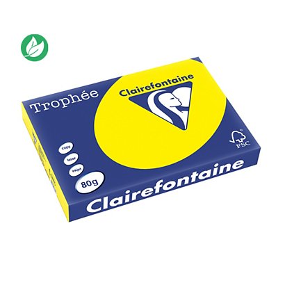 Clairefontaine Papier A3 couleur Trophée - 80g - Ramette de 500 feuilles - Jaune Intense - 1