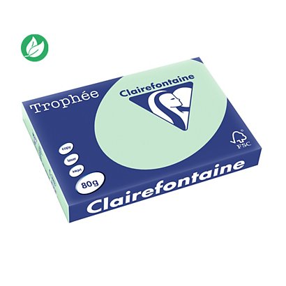 Clairefontaine Papier A3 couleur Trophée - 80g - Ramette de 500 feuilles - Vert - 1