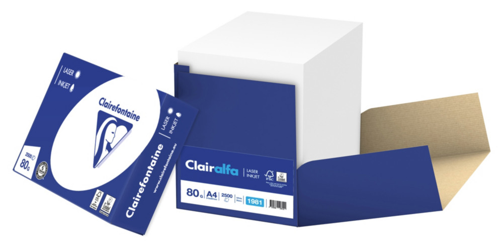 Clairefontaine Papier A4 blanc Clairalfa - 80g - Boîte de 2500 feuilles