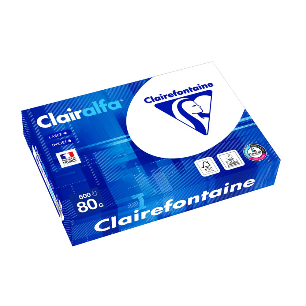 Lot de 5 - Clairefontaine Papier A4 blanc Clairalfa - 80g - Ramette de 500 feuilles