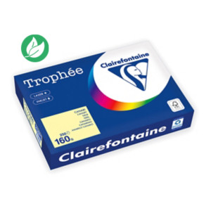 Clairefontaine Papier A4 couleur Trophée - 160 g - 250 feuilles - Jaune Pastel