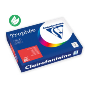 Clairefontaine Papier A4 couleur Trophée - 80 g - 500 feuilles - Rouge Corail