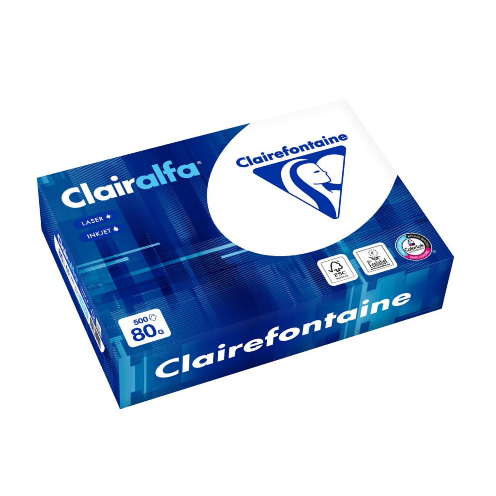 Lot de 10 - Clairefontaine Papier A5 blanc Clairalfa - 80g - Ramette de 500 feuilles