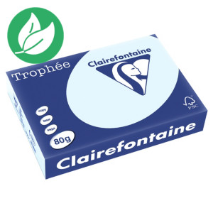 Clairefontaine Papier couleur A4 Bleu arctique 80g Trophée - Ramette de 500 feuilles