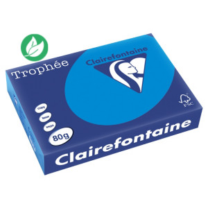 Clairefontaine Papier couleur A4 Bleu turquoise 80g Trophée - Ramette de 500 feuilles