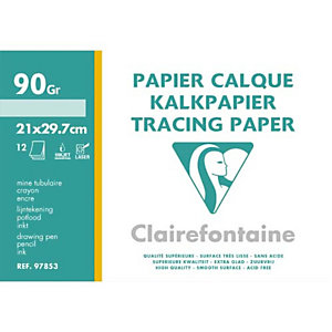CLAIREFONTAINE Pochette de 12 feuilles 95g papier calque format A4 Ref-96853
