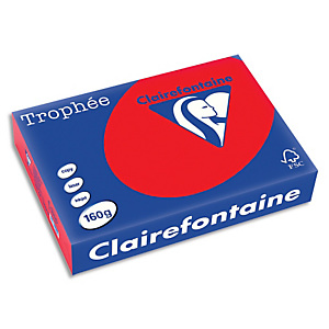 CLAIREFONTAINE Ramette de 250 feuilles papier couleur TROPHEE 160 grammes format A4 Rouge corail 1004 CLAIREFONTAINE Ramette de 250 feuilles papier couleur TROPHEE 160 grammes format A4 Rouge corail 1004