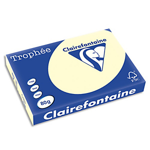 CLAIREFONTAINE Ramette de 500 feuilles papier couleur TROPHEE 80 grammes format A3 Ivoire 1252 CLAIREFONTAINE Ramette de 500 feuilles papier couleur TROPHEE 80 grammes format A3 Ivoire 1252