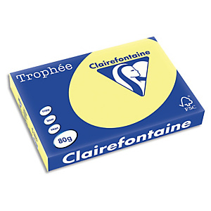 CLAIREFONTAINE Ramette de 500 feuilles papier couleur TROPHEE 80 grammes format A3 Jaune jonquille 1890