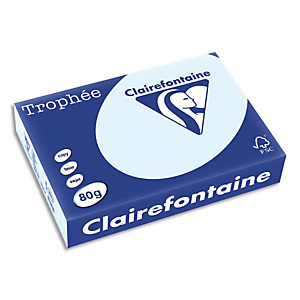 CLAIREFONTAINE Ramette de 500 feuilles papier couleur TROPHEE 80 grammes format A4 Bleu 1971 CLAIREFONTAINE Ramette de 500 feuilles papier couleur TROPHEE 80 grammes format A4 Bleu 1971